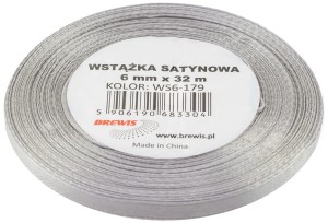 Wstążka satynowa 6mm/32m perłowa nr 179, Brewis