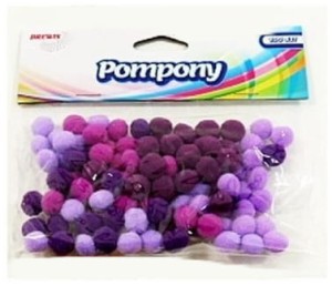 Pompony dekoracyjne fioletowe 10mm 100 szt. POM11, Brewis