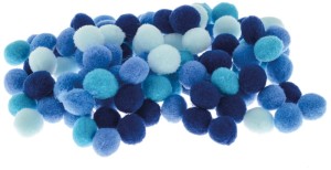 Pompony dekoracyjne niebieskie 10mm 100 szt. POM13, Brewis