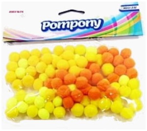 Pompony dekoracyjne żółte 10mm 100 szt. POM15, Brewis