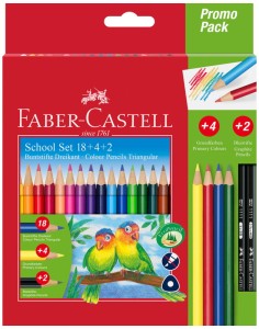 Kredki 18-kol. + 4-kol. + 2 ołówki Triangular, Faber-Castell