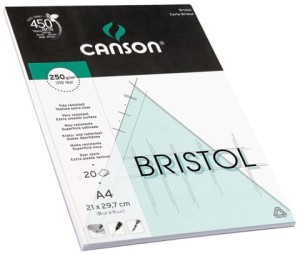 Blok rysunkowy A4 20 k. 250g Bristol bardzo gładki Canson
