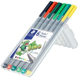 Cienkopis Triplus 6-kol. w etui Dino, Staedtler