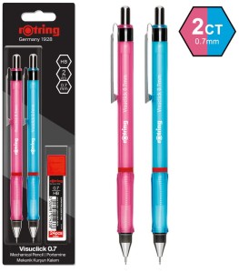 Ołówek automatyczny 0.7 mm Visuclick 2szt różowy i niebieski z grafitem, Rotring