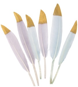 Piórka dekoracyjne, szare i miętowe 6szt., Dp Craft