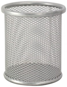 Przybornik na długopisy kubek metalowy srebrny, MemoBe