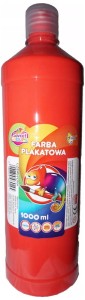 Farba plakatowa 1000 ml butla czerwona, Otocki