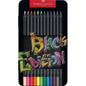 Kredki trójkątne 12-kol. Black Edition op. metalowe, Faber-Castell