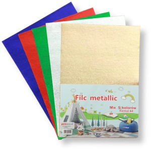 Filc dekoracyjny mix kolorów metallic A4 op. 5szt., Penword