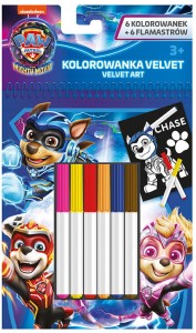 Zestaw aksamitnych kolorowanek 12-el z flamastrami Psi Patrol, St.Majewski