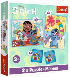 Puzzle 2 w 1 + memos - Wesoły dzień Lilo&Stitch 93585, Trefl