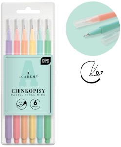 Cienkopis 6 kol. pastelowy Academy, Interdruk