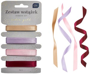 Zestaw wstążęk 4x2m Satin Gold, Interdruk