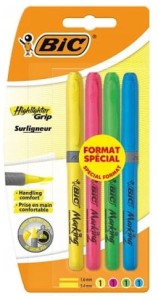 Zakreślacz Highlighter Grip Special Format mix 4szt, BiC