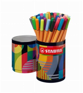 Cienkopisy Point 88 mix 45 szt. w metalowym etui, Stabilo