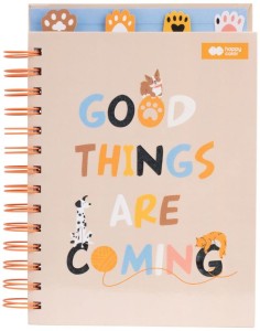Notes na spirali Cat&Dog z przekładkami, A5, 80 ark, 80g/m2, kratka/ kropki/linie/gładki, Happy Colo