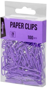 Spinacze do papieru op. 100 szt. fioletowe 998, Berlingo