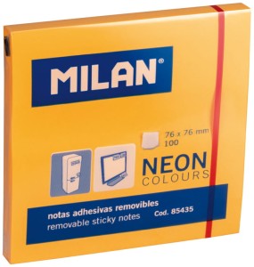 Notes samoprzylepny 75x75 neon pomarańczowy, Milan