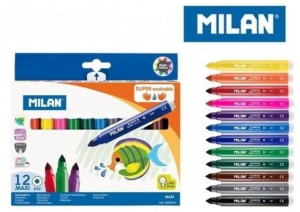 Flamastry 12-kol. Maxi Super Washable, Milan