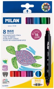 Flamastry dwukolorowe Maxi kpl. 8-szt. 133957, Milan