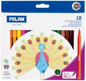 Flamastry 18-kol. z cienką końcówką, Milan