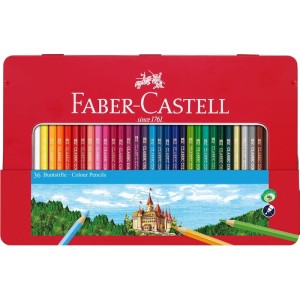 Kredki 36-kol. metalowe pudełko Zamek, Faber-Castell