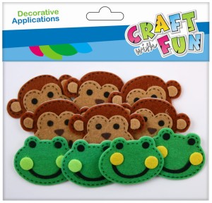 Ozdoba dekoracyjna filcowa żaba/małpa samoprzylepna op. 10szt, Craft With Fun