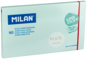 Karteczki samoprzylepne pastel 127x76mm niebieskie bloczek 90 szt., Milan