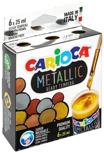 Farba tempera 6kol x 25ml metaliczna KO026, Carioca