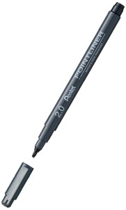 Cienkopis Pointliner permanentny precyzyjny 2 mm czarny, Pentel Arts