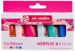 Farby akwarelowe 6 x 12 ml, kolory carribean Art Creation, Talens