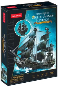 Puzzle 3D Okręt piracki Zemsta Królowej Anny 155-el. - T4005H, Cubic Fun