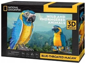 Puzzle 3D National Geographic Zagrożone zwierzęta - Ara Szafirowa, Cubic Fun