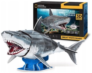 Puzzle 3D National Geographic Zagrożone zwierzęta - Żarłacz Biały, Cubic Fun