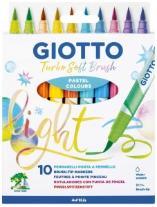 Pisaki 10-kol. pędzelkowe Turbo Soft Brush pastelowe, Giotto