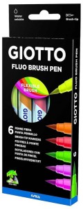 Pisaki 6-kol. pędzelkowe Turbo Soft Brush fluo, Giotto