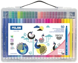 Flamastry 50-kol. Peacock w plastikowej walizce, Milan