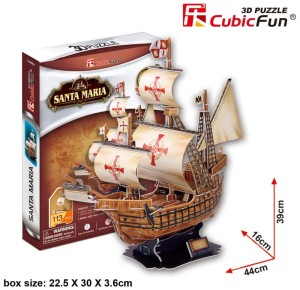 Puzzle 3D Żaglowiec Santa Maria -T4008H, Cubic Fun