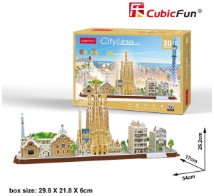 Puzzle 3D City Line Barcelona- MC256H, Cubic Fun