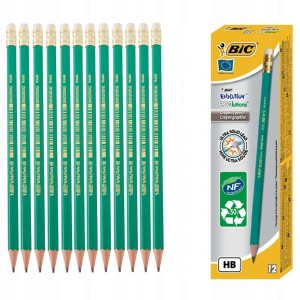 Ołówek BIC z gumką Evolutution Eco 12 sztuk
