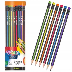 Ołówki z gumką trójkątne w tubie 48 sztuk OZB, Colorino