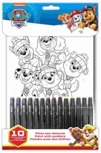 Numeromalowanie 10-kol flamastrów Psi Patrol 1 z 2 wzorów, Kids