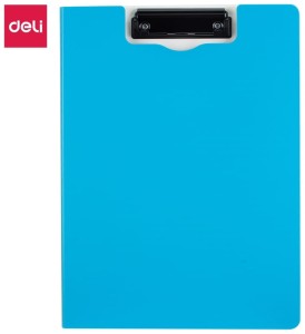 Deska z klipem pionowa A4 zamykana PP Rio niebieska, Deli