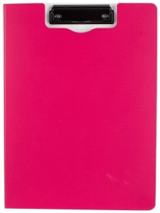 Deska z klipem pionowa A4 zamykana PP Rio różowa, Deli