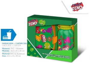 Bidon aluminiowy + śniadaniówka Dinozaur, Kids