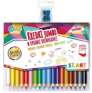 Kredki Jumbo w oprawie drewnianej 18-kol. + temperówka, St.Art, St.Majewski