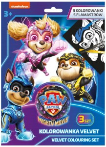 Zestaw aksamitnych kolorowanek 8-el z flamastrami Psi Patrol, St.Majewski
