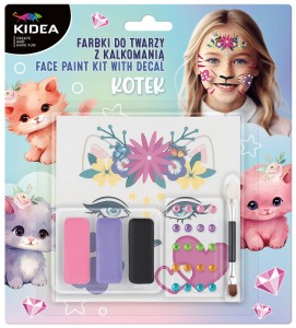 Farbki do twarzy z diamentami i kalkomanią kotek Kidea, Derform