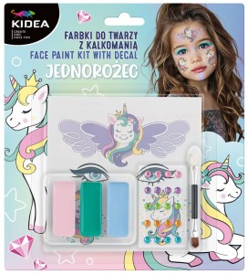 Farbki do twarzy z diamentami i kalkomanią unicorn Kidea, Derform