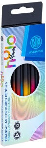 Kredki 10-kol. trójkatne z czar. drewna ASTRAPEN HOLOmania, Astra